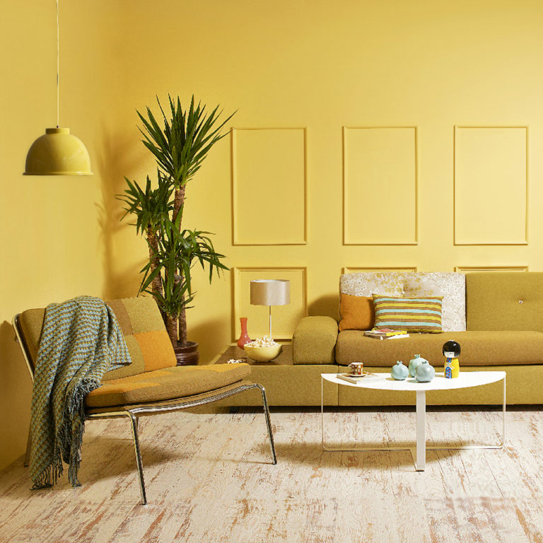 yellow wall modern interior style