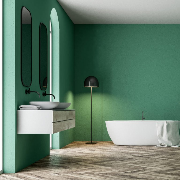 Luxury green bathroom interior