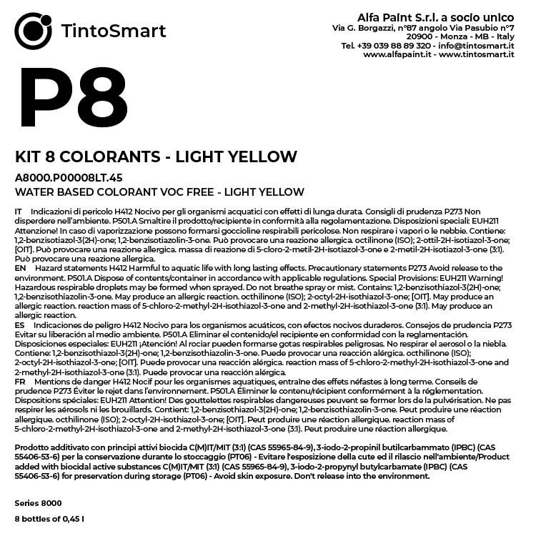 KIT 8 COLORANTI-P8-EN KIT 8 COLORANTI-P8-EN